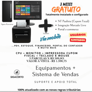 KIT PDV = Computador + Impressora Fiscal + Sistema de Vendas para Cupom Fiscal - em até 12x